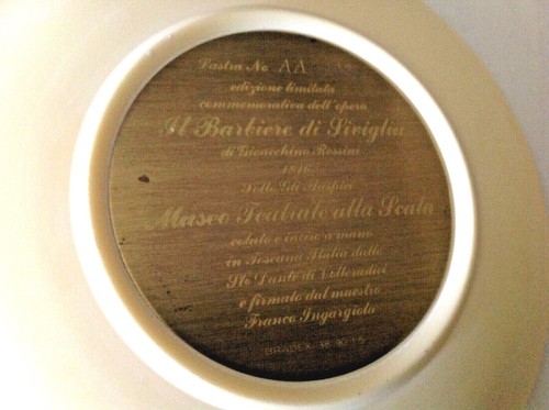 Set 3 VTG TOSCA, RICOLETTO, IL BARBIERE DI SIVIGLIA Ivory Italy Alabaster Plates - Picture 7 of 10