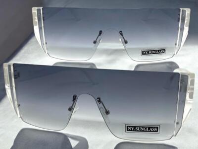 New Modern Retro Wrap Shield Stylish SUNGLASSES Flexible Rimless Frame Flat Lens