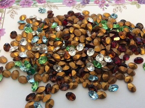 Swarovski #4130/2 Vintage Oval Rhinestone 8x6mm Bargain Pack 20 CRAFT Mix Colour - Picture 2 of 6