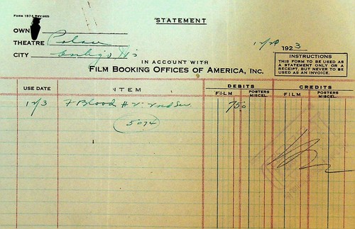 Film Booking Offices of America Billhead December 24 1923 Silent Film