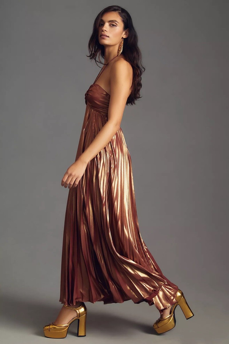 plissé halter dress anthropologie New Anthropologie Plissé Halter Dress Size Large