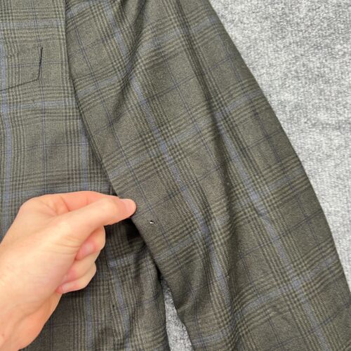 ISAIA Blazer Mens 38 8R Glen Plaid Wool Check Sport Coat Jacket Green *FLAWS* - Picture 4 of 23