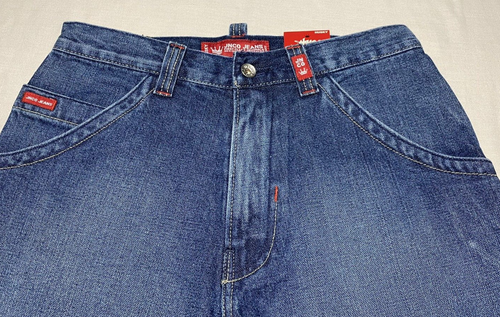 Vintage Boy's *JNCO* Dragon Blue Jean Shorts Size 14 Husky Denim Embroidered NEW - Picture 5 of 13