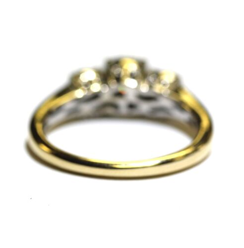 14k white gold .25ct round diamond 3 stone engagement ring 3.7g ladies 7 - Imagen 4 de 7