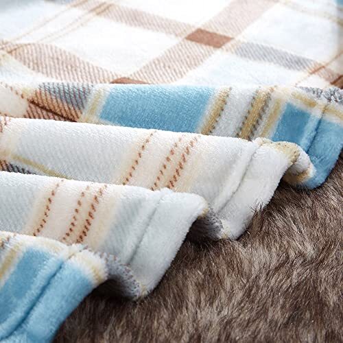 Throw Blanket Plaid Sherpa | Ultra-Plush Soft Colorful 50"60" Island Travel - Bild 4 von 6