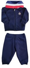 NWT NEW MONCLER boys navy hoodie with matching pants and logo 9/12m