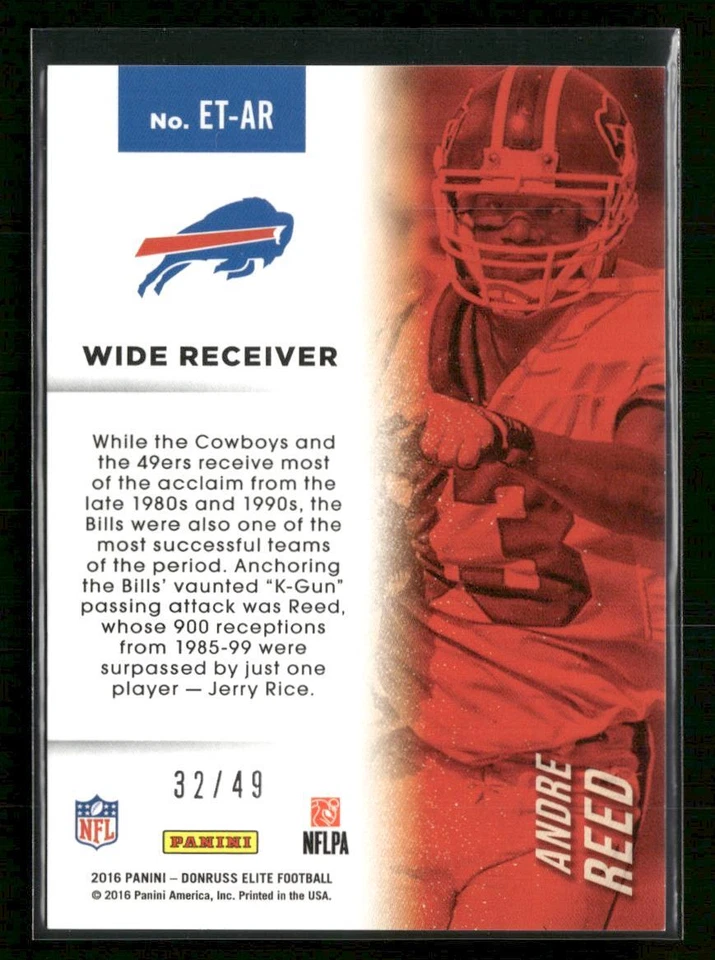 2016 Donruss Elite #ET-AR Andre Reed Etched in Time Purple #/49 - Image 2 of 2