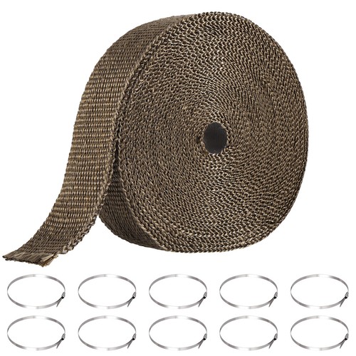 2" x50ft Roll Titanium Header Turbo Pipe Manifold Exhaust Heat Wrap Tape 10 Ties - Picture 14 of 14