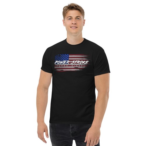 Power Stroke T-Shirt, Mens Powerstroke Tee, American Flag Desig - Picture 2 of 14