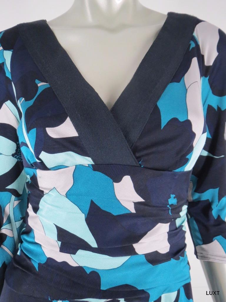 Kay Unger Dress Size 4 S Floral Blue Silk Knit Je… - image 5