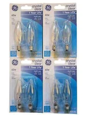 GE 8-Pack General Electric 60w Decorative B Type Candelabra Base Bulb 76229