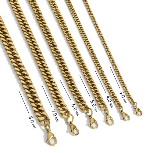 Cadena cubana clásica negra de acero inoxidable de 5 mm (22 pulgadas, 24 pulgadas, 28 pulgadas) - Imagen 2 de 3