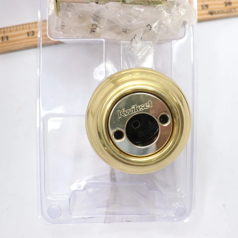 Kwikset Double Cylinder Deadbolt Polished Brass - Missing 1 Keyhole / No Keys - Image 2 of 4