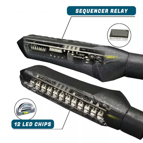 4pcs Motorcycle LED Turn Signal Flowing Light Indicator Yellow Blinker Universal - Picture 3 of 14