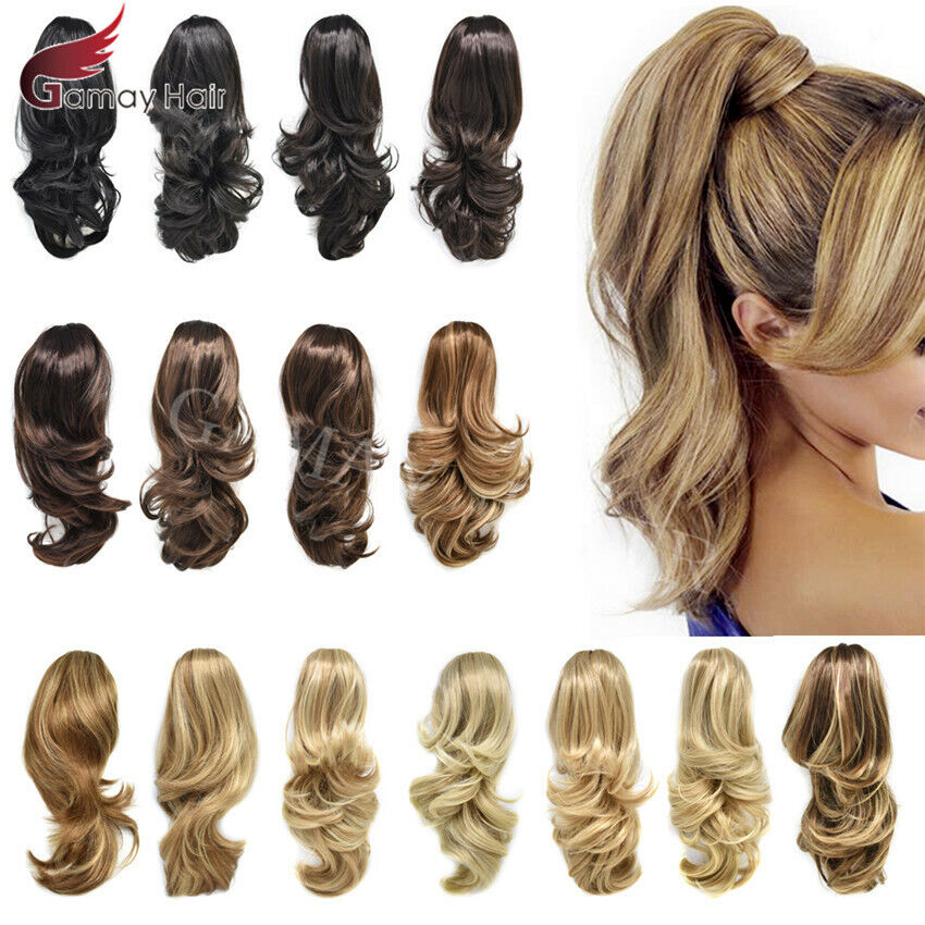 Thick Jaw Claw Clip In Ponytail Curly Wavy Hair Extensions Natural As Human Hair - Picture 9 of 32