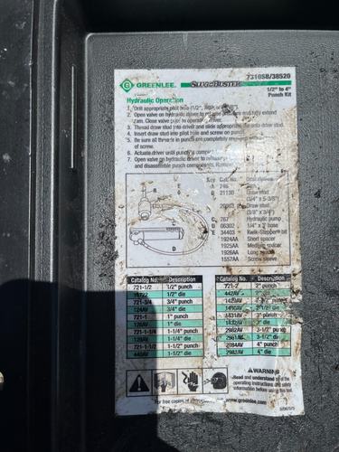 Greenlee Knock out set 767 Hydraulic pump & ram with 9 dies 7310 SB + 9 dies - Picture 5 of 5