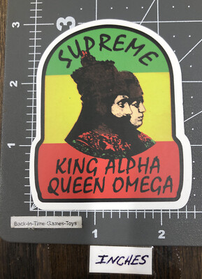 King Alpha Queen Omega Humor Decal Skateboard Laptop Decal/ sticker