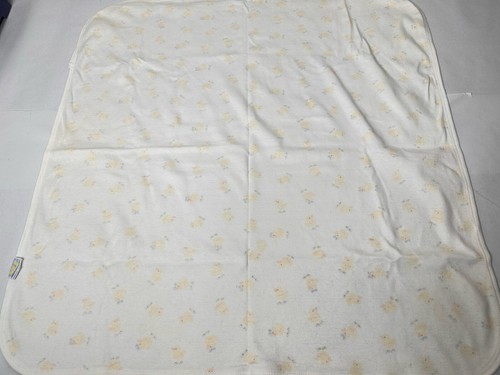 Vintage Little Me Baby Blanket Cream Yellow Chicks Ducks Rounded Corners 28x26.5 - Foto 5 di 11