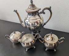 VINTAGE SILVER PLATE Tea Serving Pieces Lot of 4 Wm Rogers/F.B.Rogers/Oneida