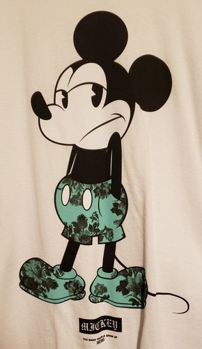 Neff X Disney Mickey Mouse Angry Mickey 1928 Floral White T-Shirt Size Large - Picture 2 of 6