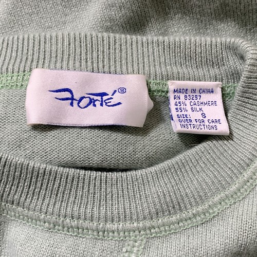 Forte L-Sleeve Silk Cashmere Blend Sweater Size Small Green Sweatshirt Style - Picture 5 of 5