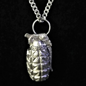 1-1-2-034-Tall-Solid-925-Sterling-Silver-Hand-Grenade-Pendant-Charm-MK-Pineapple