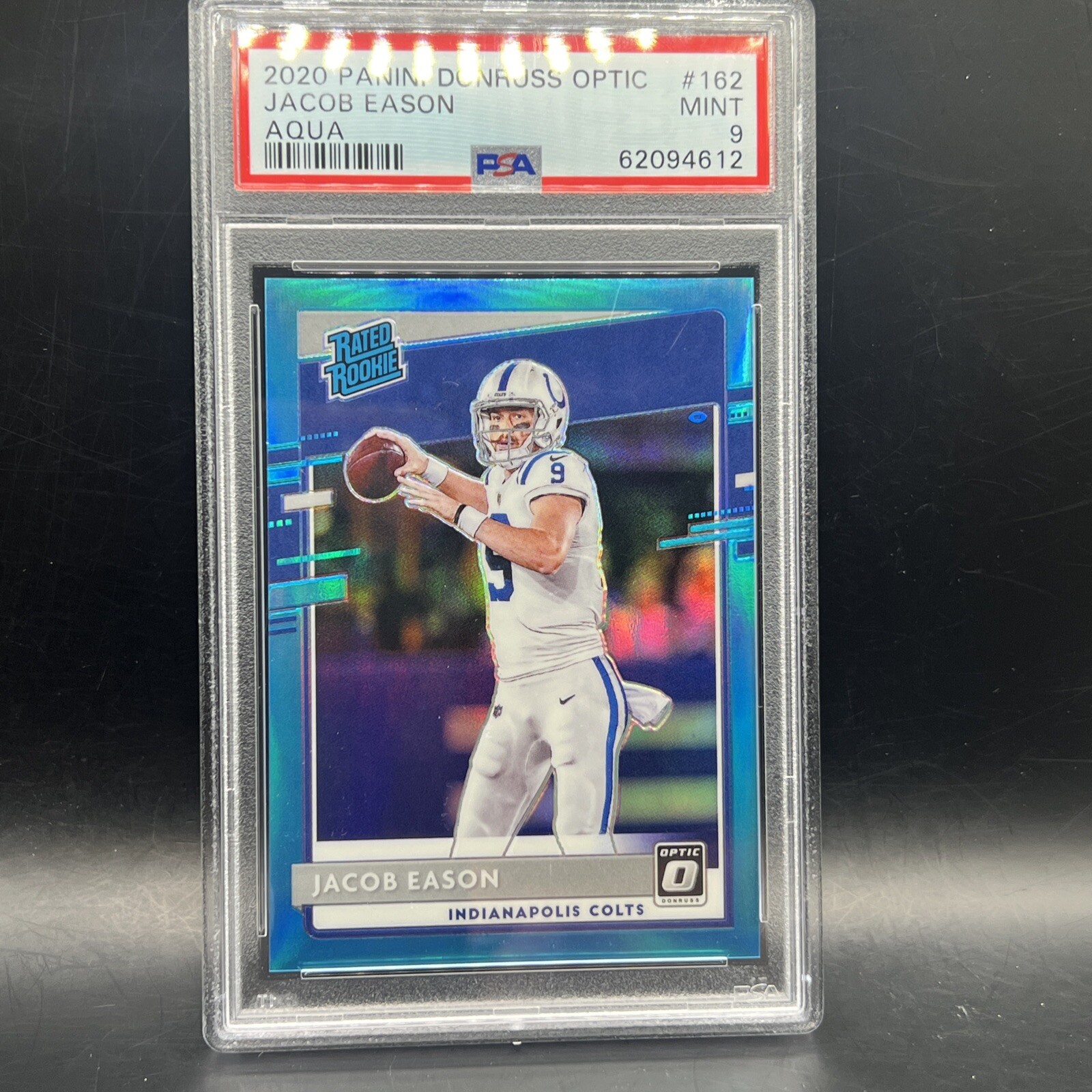PSA 9 JACOB EASON 162 2020 DONRUSS OPTIC AQUA HOLO ROOKIE RC #D /299