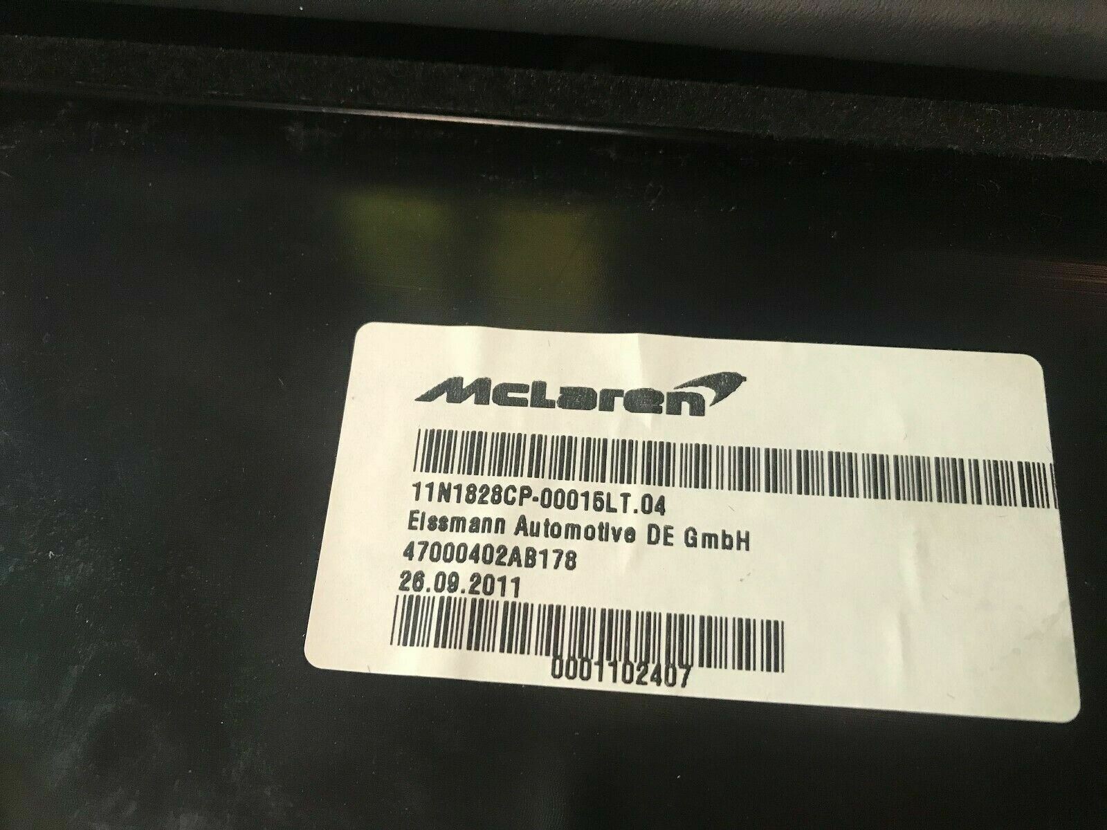 MCLAREN MP4-12C FRONT CONSOLE COMPARTMENT INSERT OEM 11N1828CP 11N0399CP