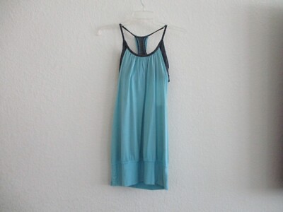 Lululemon Tank Top Womens 4 Blue Teal Bra no pad No Limits Fitness Running Top