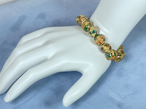 Fashion Jewelry Elastic Bracelet(6.5") beaded Gemstone(10 mm) Chinese Painting - Picture 1 of 6