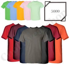 Gildan 5000 Unisex Heavy Cotton T-Shirt Plain Blank Crewneck Short Sleeves Tee