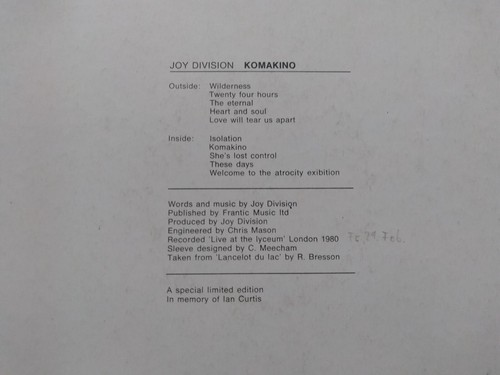 Joy Division Komackino Italy 1981 Small Ring 1st Press Reverse Labels Rare Copy - Picture 9 of 17