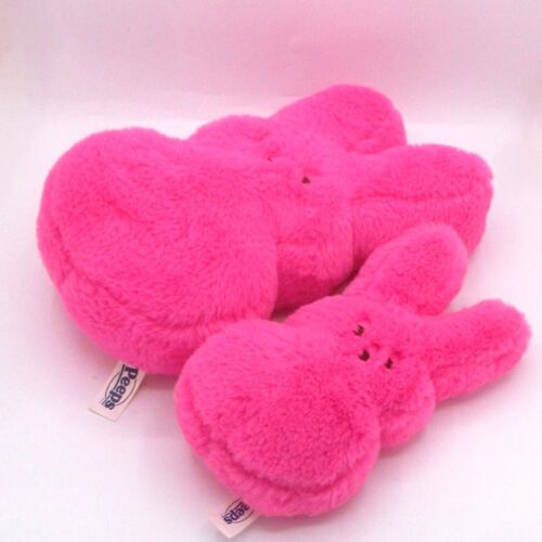 Pink Peeps Bunny Plush Set Large & Small Fuzzy Clay Beads Easter - Picture 3 of 3