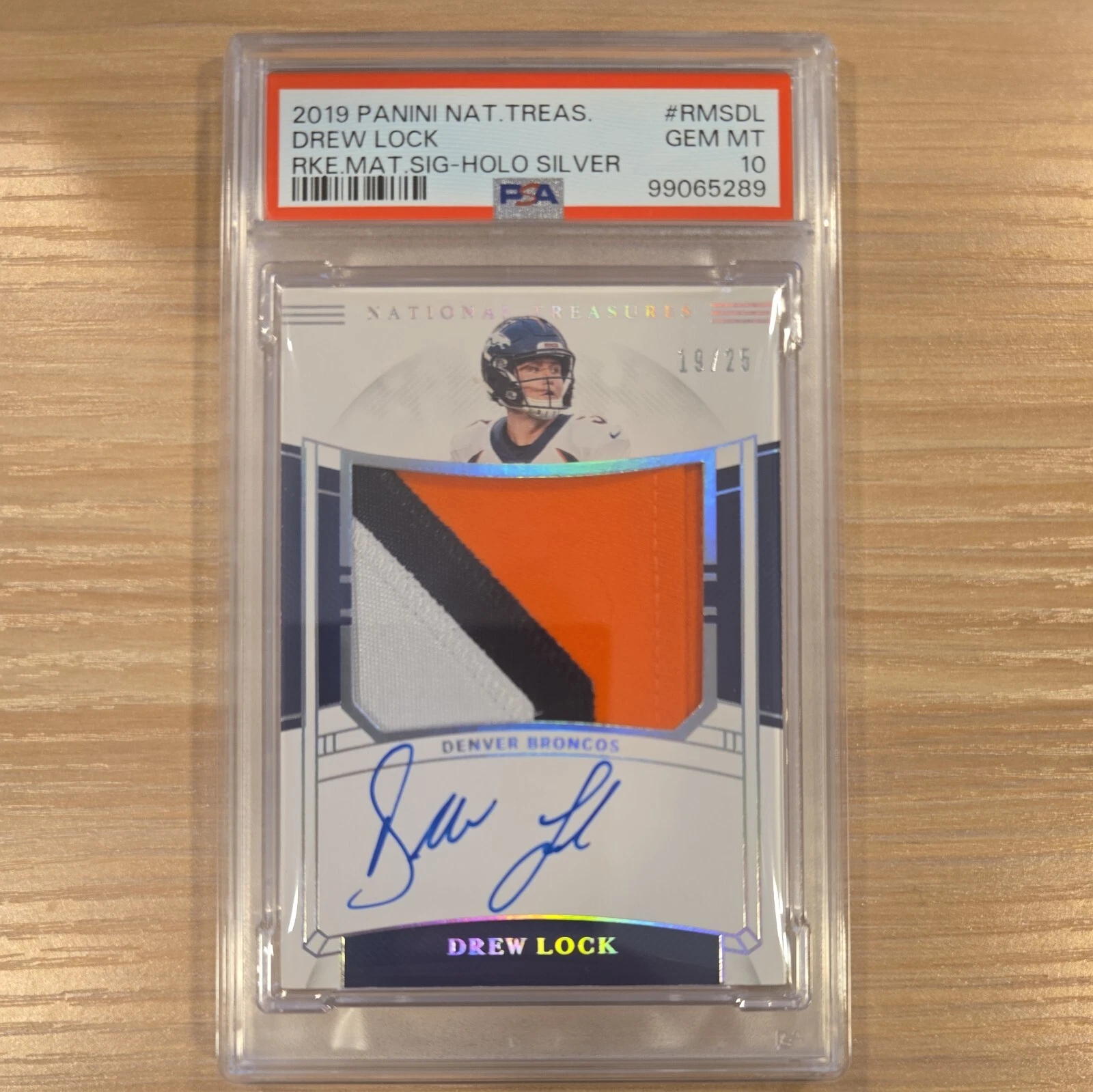 Drew Lock Panini National Treasures Rookie Material Signatures #RMSDL Holo Silver