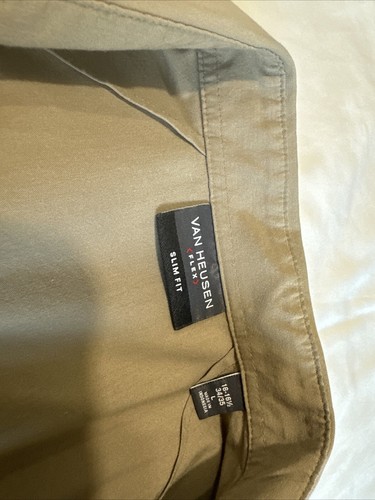 2 Van Heusen Men’s Dress Shirt, Sz L, Long Sleeves 1 moroda the other beige - Picture 14 of 18