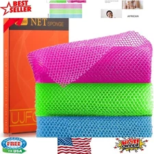 Durable Long Net Bath Sponge Set - Exfoliating & Quick-Drying for Daily Use