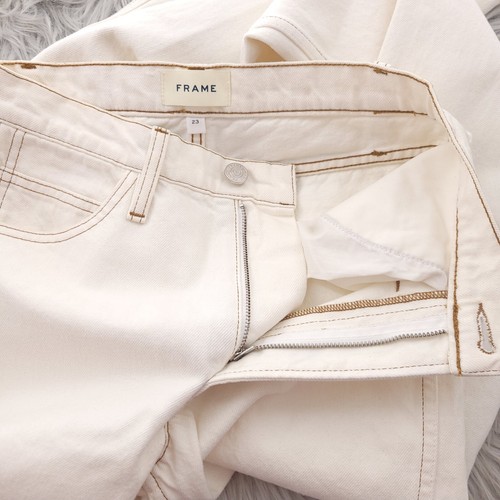 Pantalones de mezclilla blancos rectos Frame Le High para mujer talla 23 - Imagen 9 de 12