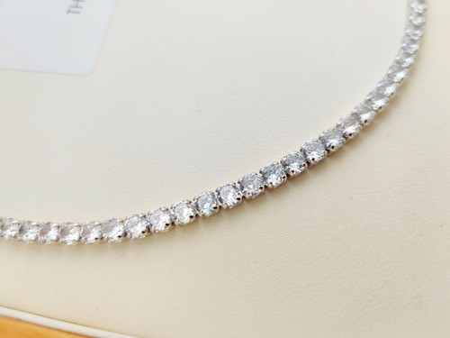 Collar de tenis con acabado en oro blanco corte redondo creado diamante caja de regalo gratis - Imagen 4 de 7
