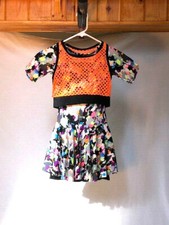 Multi Color Paint Splatter Pattern Youth  Adult Jazz/Hip Hop Dance Costume