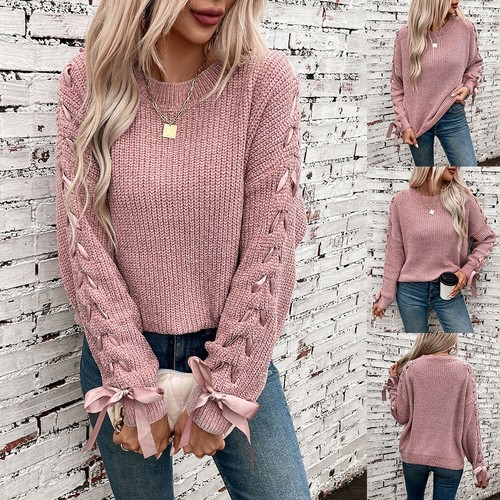 Womens Long Sleeve Knitted Pullover Sweaters Ladies Casual Loose Blouse Tops Tee