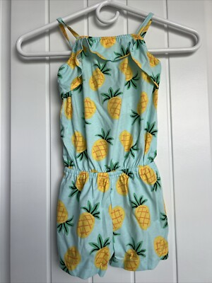 NEW NWT Childrens Place girls size 3T teal Yellow pineapple romper short outfit