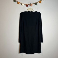 Vince black mixed media long sleeve black boat neck dress