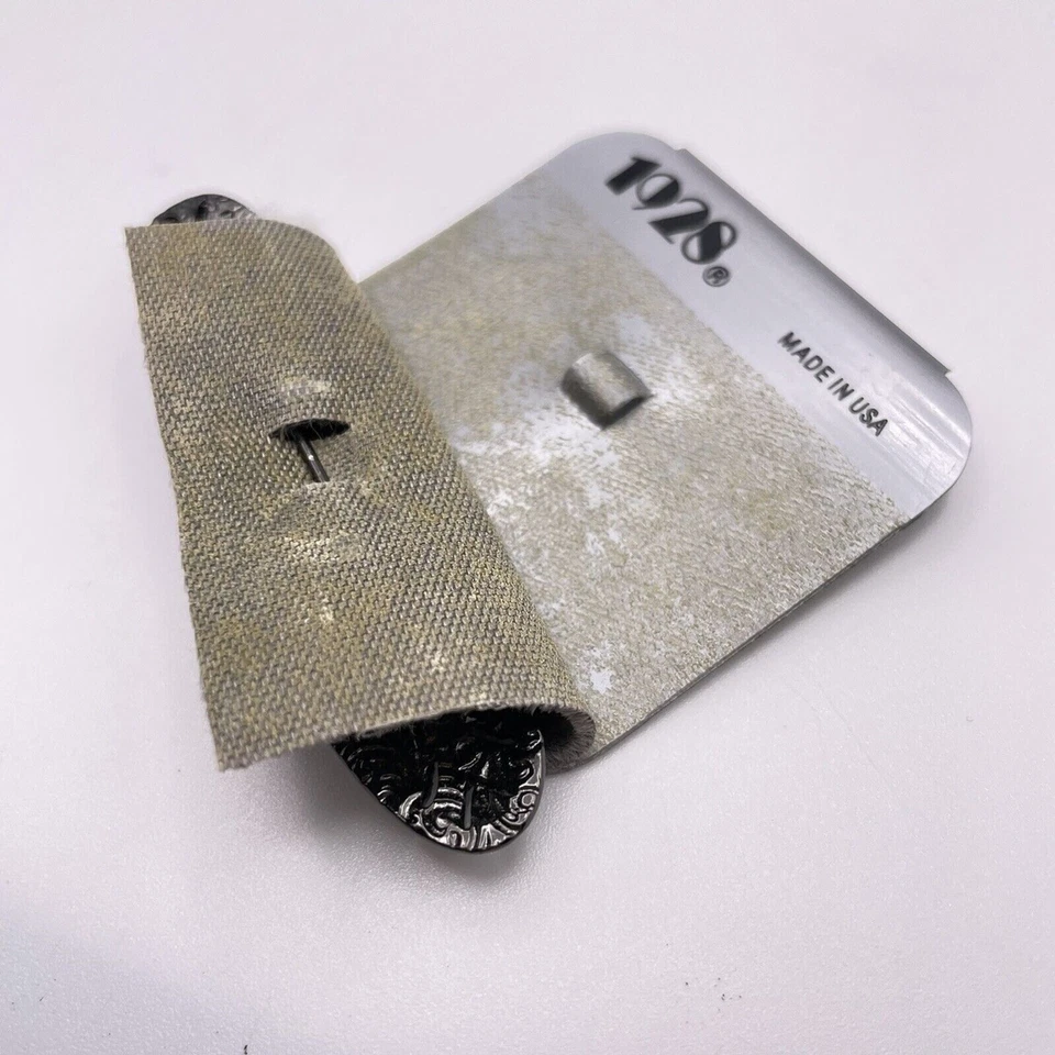 Broche prendedor vintage 1928 plata oscura piedras trabajo abierto victoriano ornamentado Foto 4 de 4