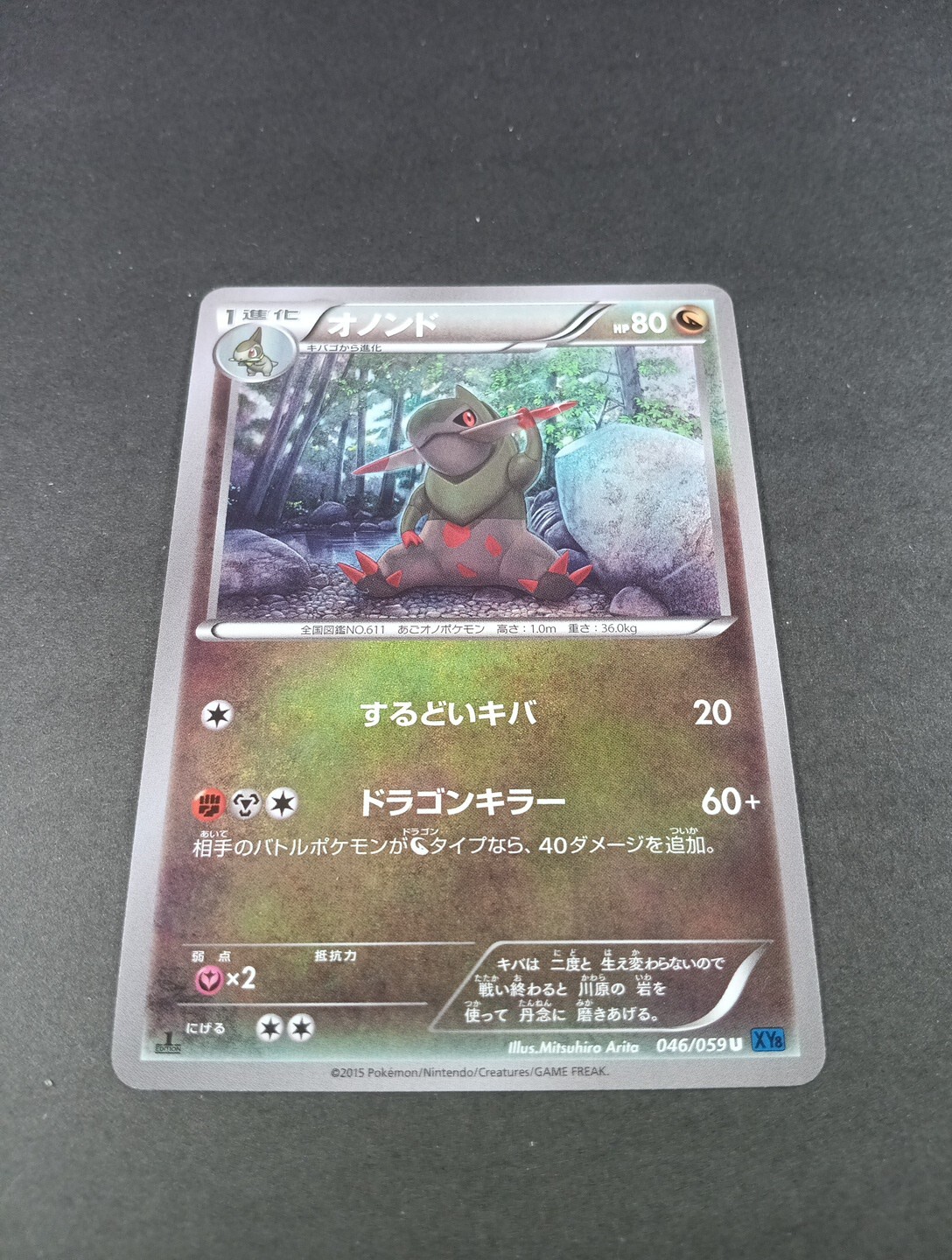 Japanese Pokemon Fraxure Blue Impact 1st Edition XY8 Uncommon Card 046/059 NM