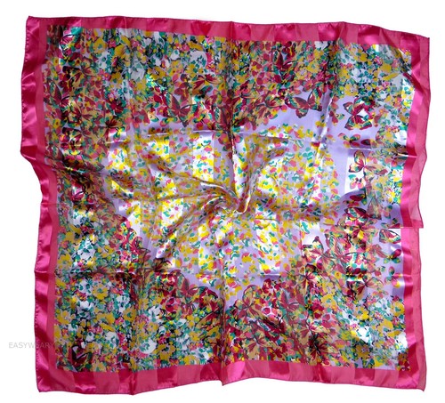 Large Silk Feel Floral Paisley Scarf Bandanna Neckerchief Head Neck Wrap Shawl - Picture 4 of 20