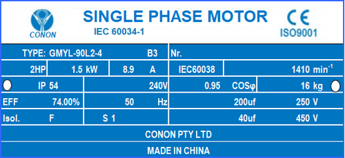1.5kw 2HP 1400rpm 3/4" 19mm shaft Compressor motor single phase 240v dual caps - Picture 10 of 10