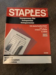 Transparency Film Box 55 Sheets Copiers Staples 5039 Xerox Unsealed