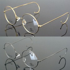 Round Metal Eyeglass Frames Men Women Gold/Gunmetal Wire Glasses Retro 46mm