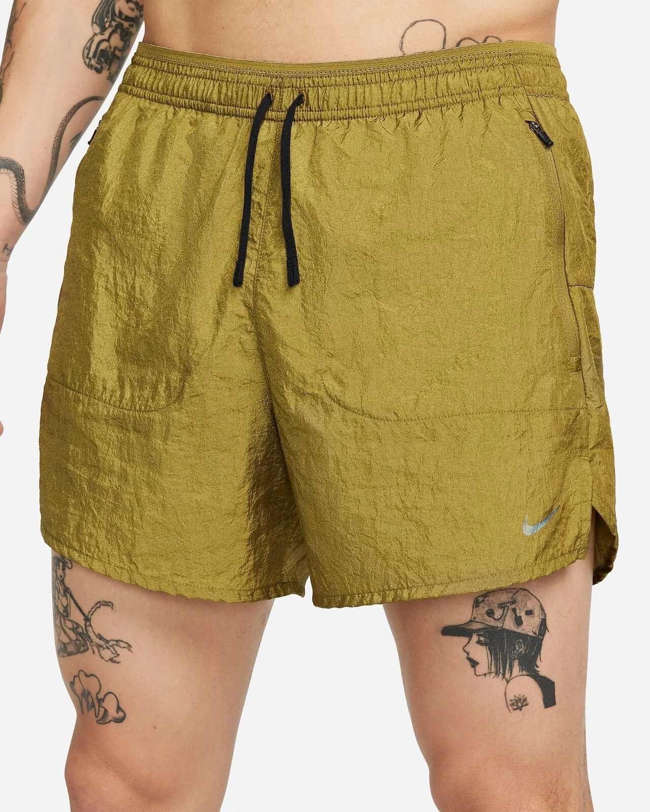 NEW MENS L LARGE NIKE STRIDE RUNNING DIVISION 5" SHORTS MOSS GREEN FN3391 307