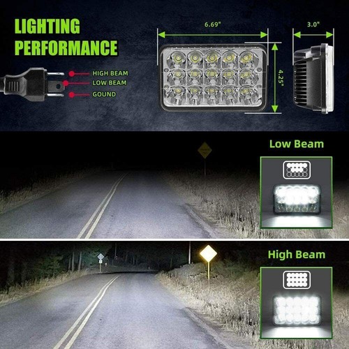 Fit Chevrolet G10 G20 G30 1978-1991 4x6" LED Headlights High/Low Sealed Beam DOT - Picture 12 of 18